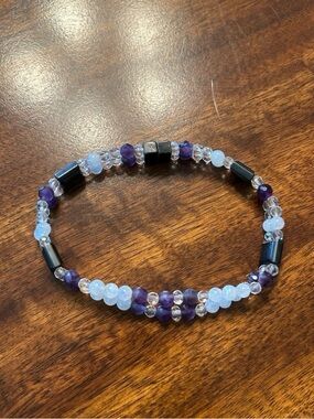 Women's amethyst and Moonstone Beaded Anklet